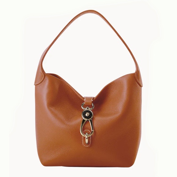 DOONEY & BOURKE Lucca Leather Logo Lock Hobo in Caramel - Picture 1 of 16